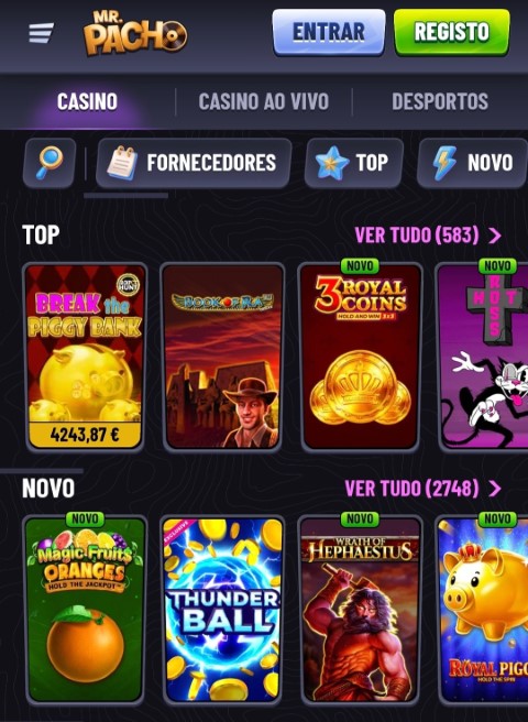Jogue os melhores slots e jogos de casino na plataforma móvel